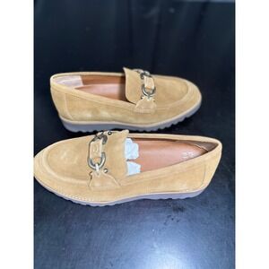 Donald Pliner Suede Buckle Loafer Flats Tan Women's Shoes Size 9‎